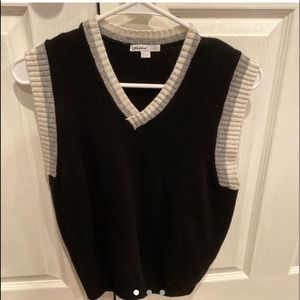 black gray and white sweater vest